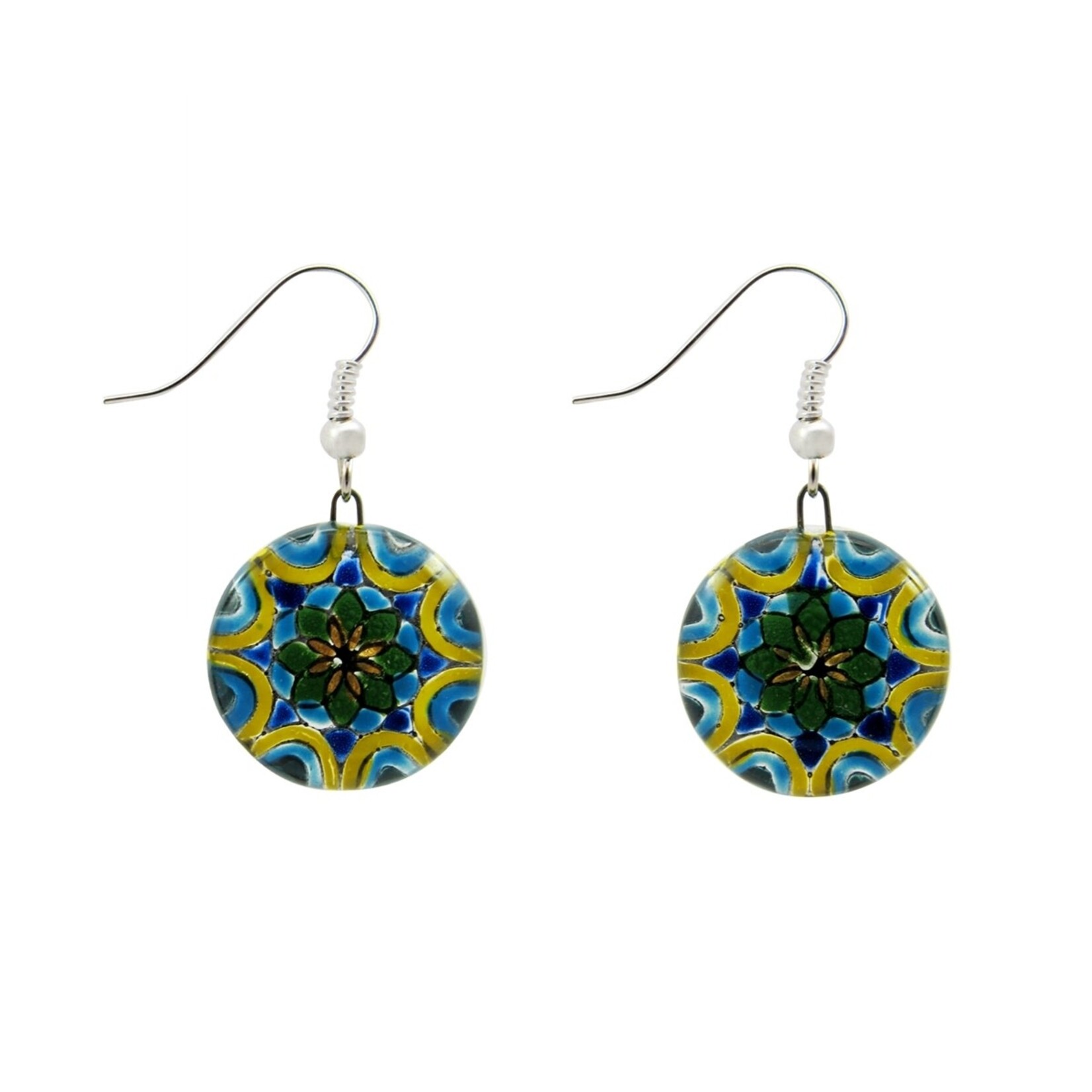 Unique Batik Fusion Mandala Glass Earrings