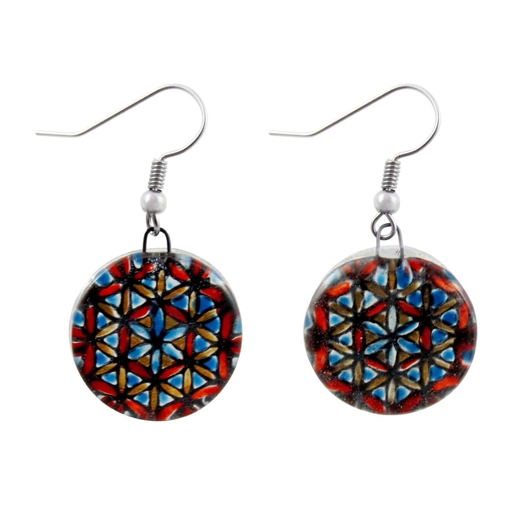 Unique Batik Fusion Mandala Glass Earrings
