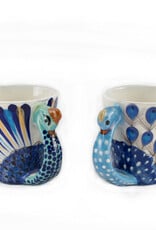 Lucia's Imports Hand-Painted Ceramic Mug: Peacock