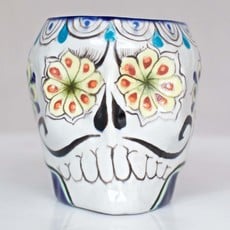 Lucia's Imports Guatemalan Pottery Sugar Skull Mug
