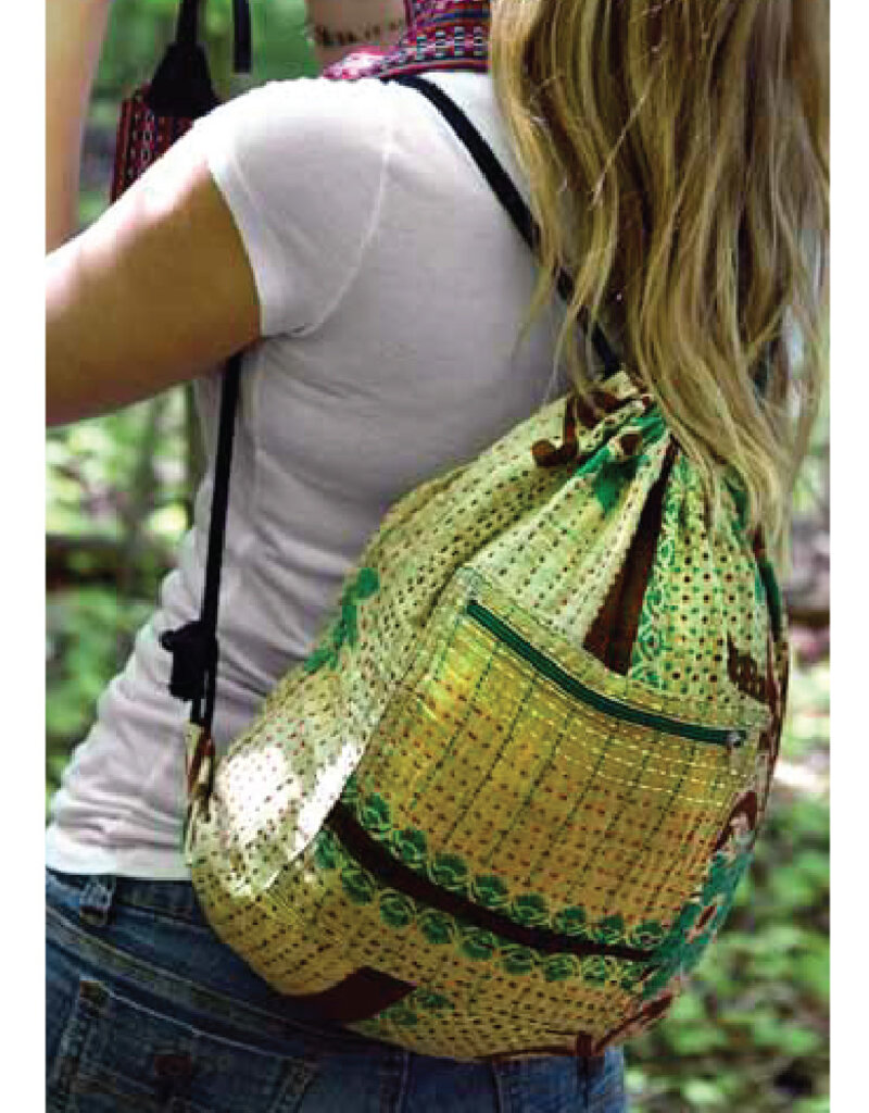 Minga Imports Kantha Drawstring Bag