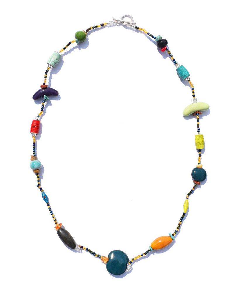 Mixed Metal & Coconut Bead Necklace by Brin – Gem Set Love