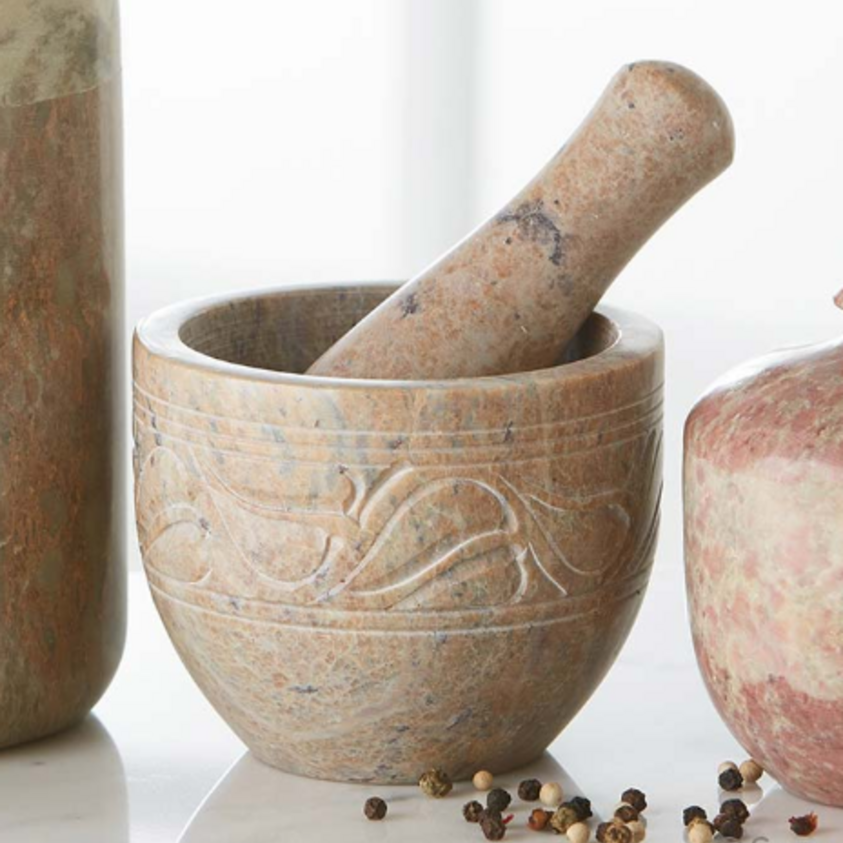 Serrv Mortar & Pestle Carved Gorara Stone