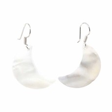 Global Crafts Mother of Pearl Crescent Moon Sterling Earrings