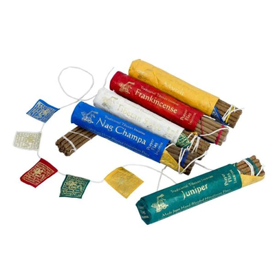 DZI Handmade Nag Champa Tibetan Incense with Prayer Flags