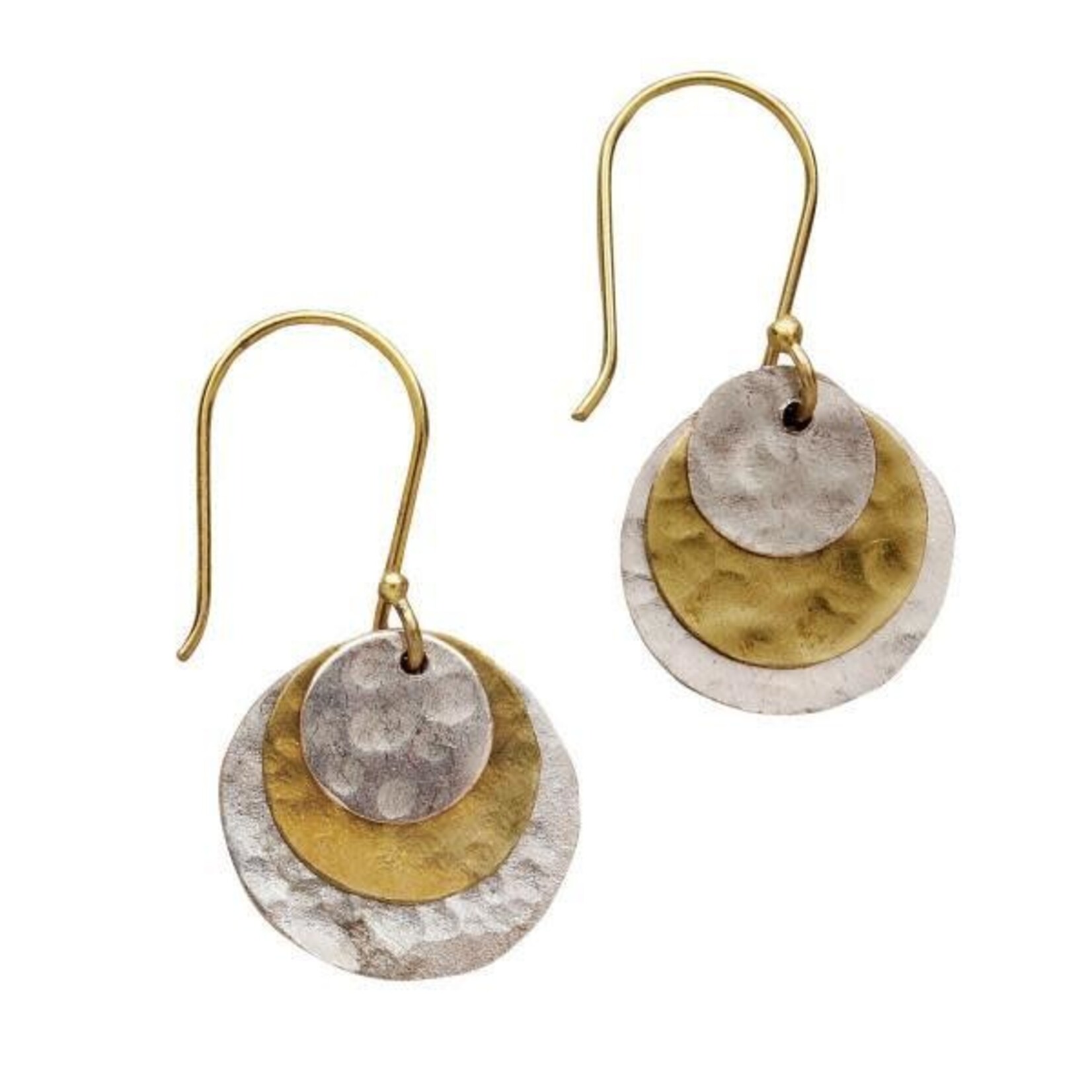 Ten Thousand Villages Hammered Silver & Gold Earrings