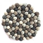 Ganesh Himal Felted Wool Ball Trivet: Natural
