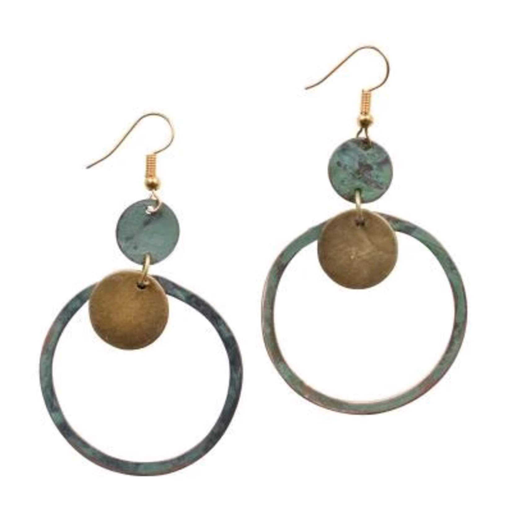 Ten Thousand Villages Hoop/Disc Oxidized Copper Earrings