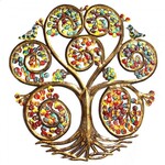 Global Crafts Painted Autumn Spiral Tree Drum Art