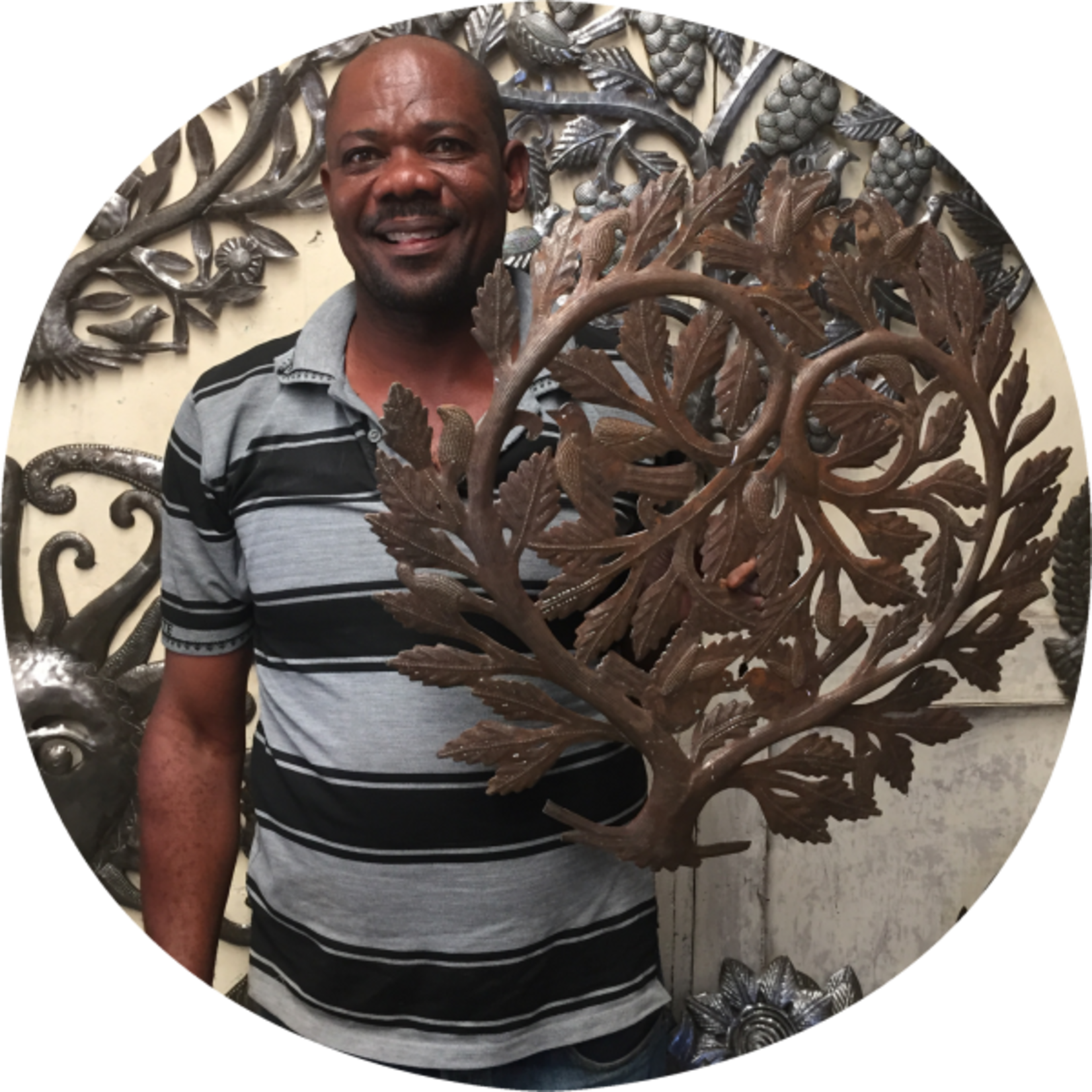 Global Crafts Painted Autumn Spiral Tree Drum Art