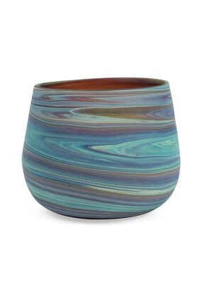 Ten Thousand Villages Phoenician Swirled Glass Candleholder/Tumbler