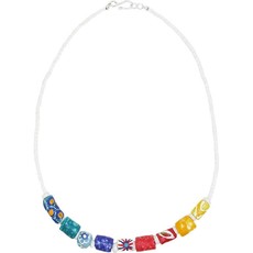 Global Mamas Rainbow Marble Recycled Glass Necklace