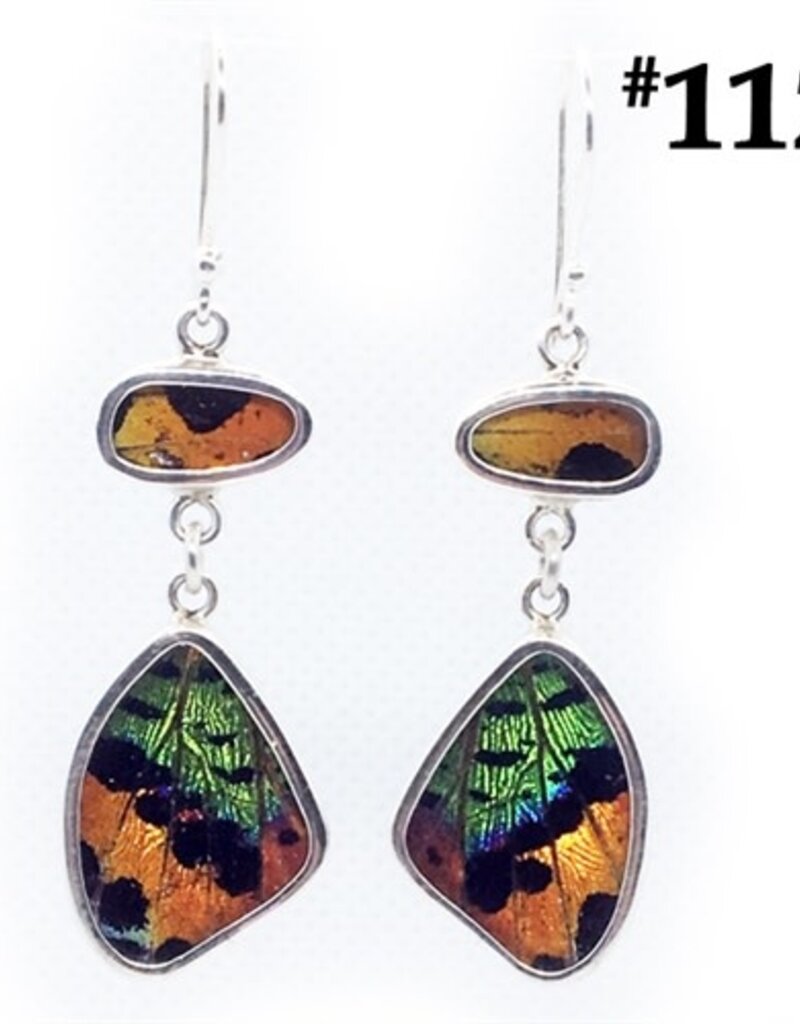 Silver Tree Designs Silver Tree Designs Butterfly Wing Flutter Earrings: Rainbow Sunset Moth