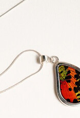 Silver Tree Designs Butterfly Wing Teardrop Pendant: Rainbow Sunset Moth