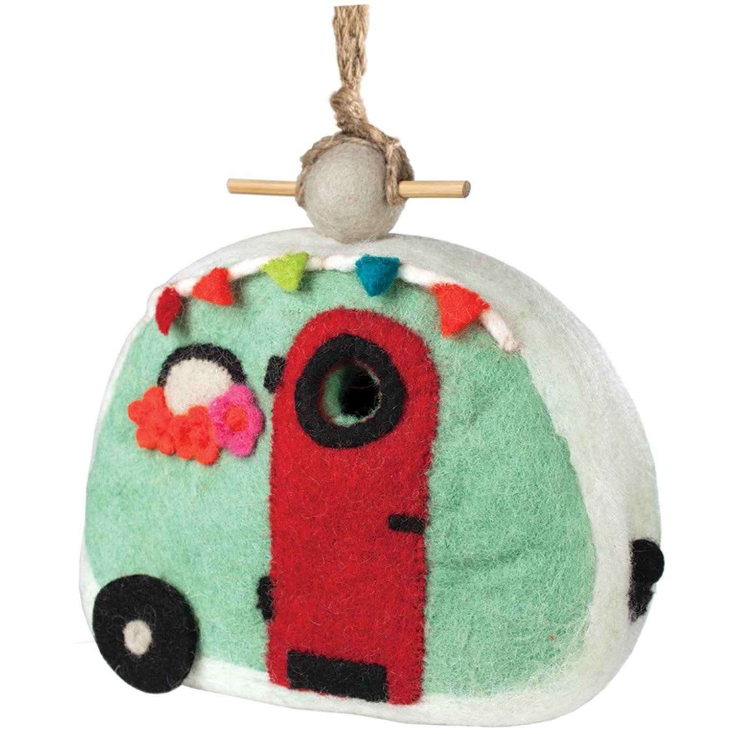 DZI Handmade Retro Camper Wool Felt Birdhouse Global Gifts