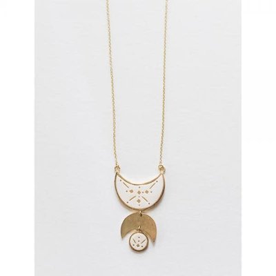 Mata Traders White Moon Child Gold Brass & Natural Bone Necklace