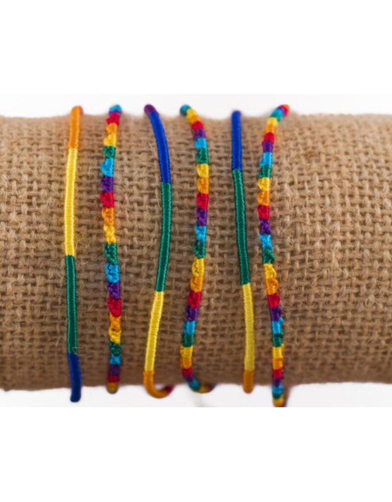 Lucia's Imports Round Silk Rainbow Friendship Bracelets