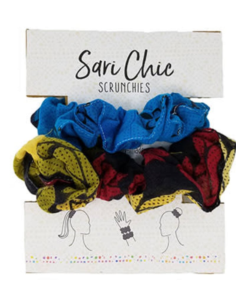 World Finds Sari Chic Scrunchies for Hair - Set of 2