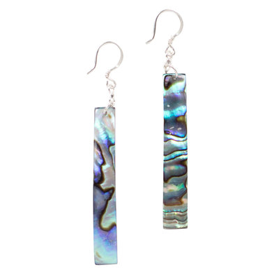 Ten Thousand Villages Abalone Shell Silver Earrings