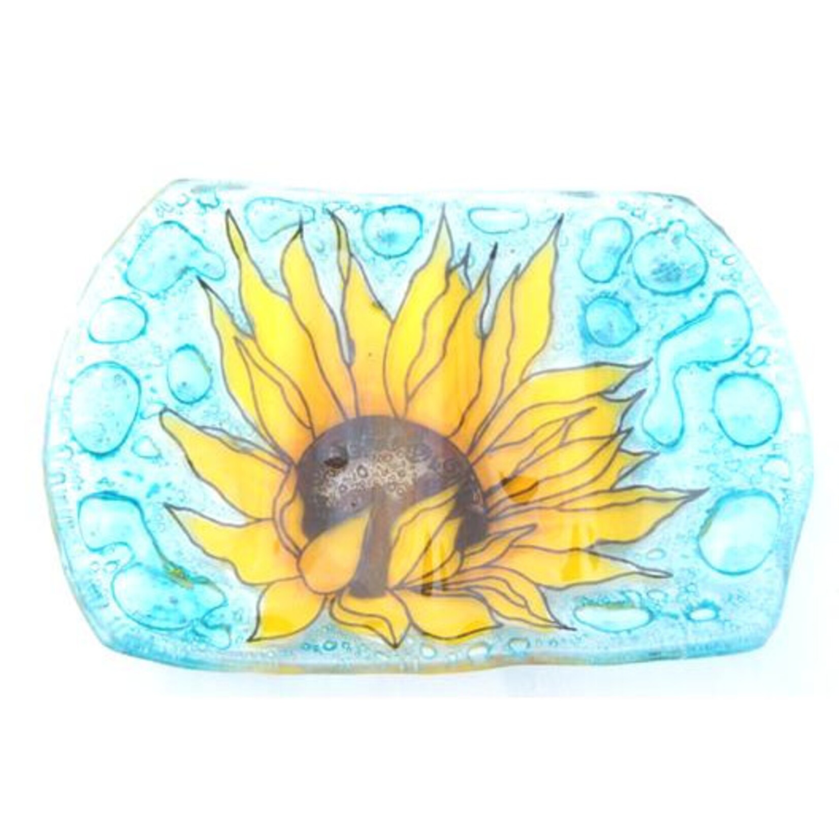 PamPeana Sunflower Fused Glass Soap Dish