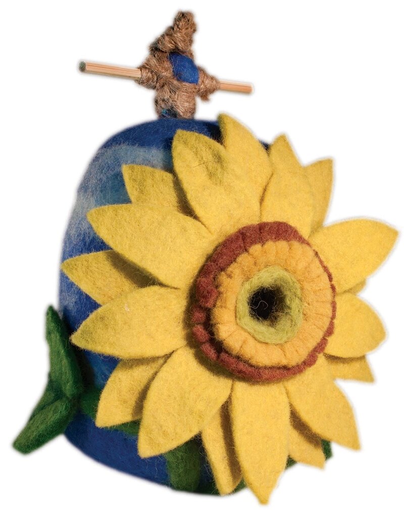 DZI Handmade Sunflower Wool Felt Birdhouse