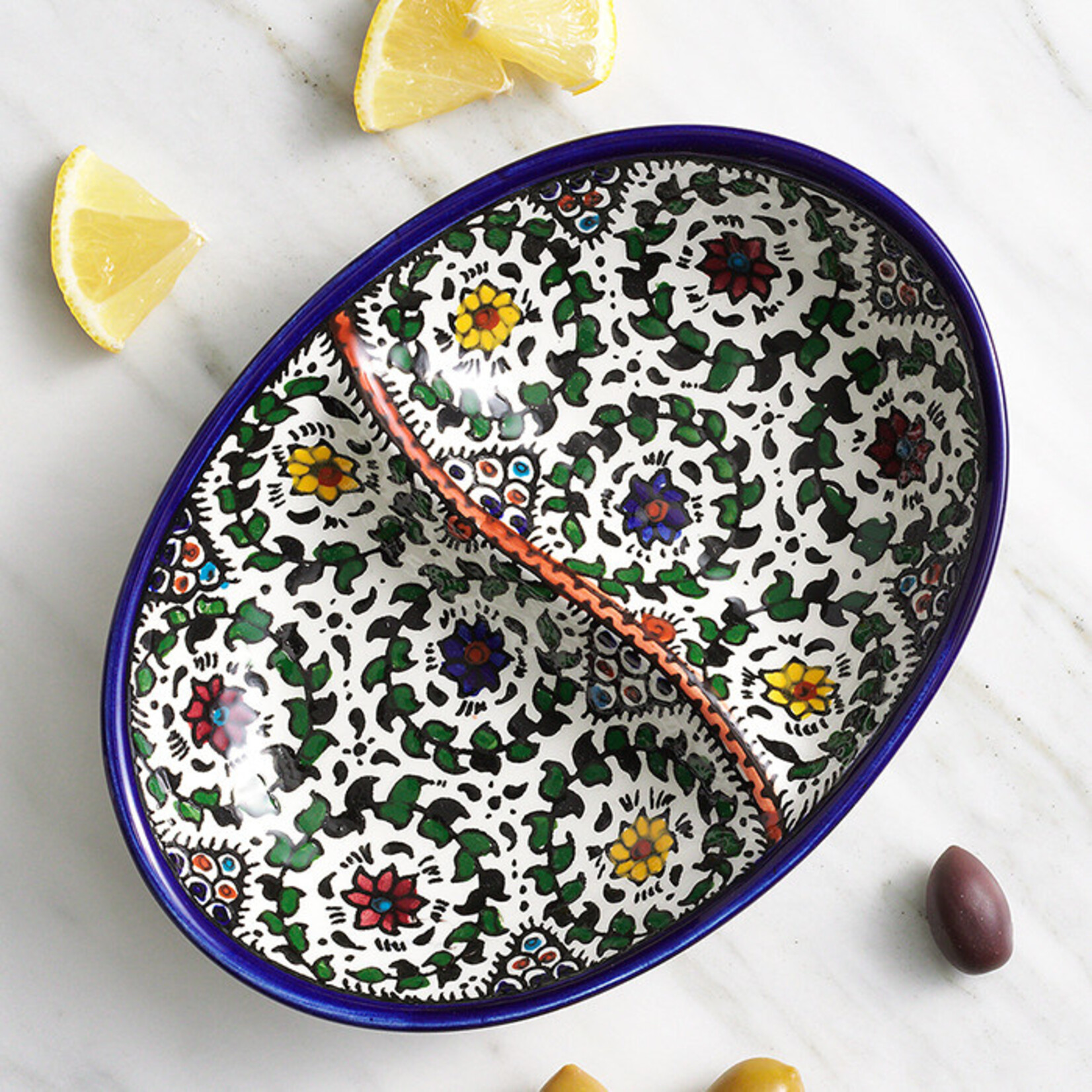 Serrv West Bank Divided Dish- Blue