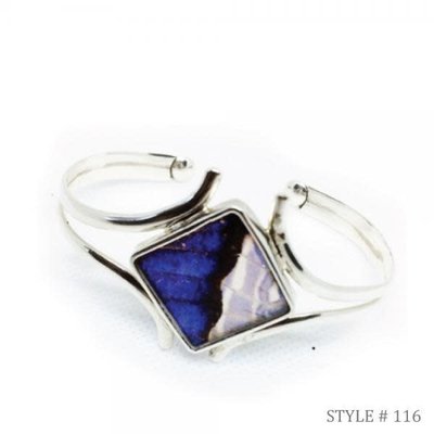 Silver Tree Designs Butterfly Wing Embracing Cuff Blue Morpho/Morpho Sulkowskyi