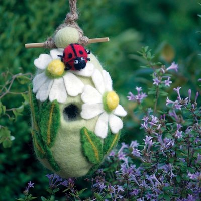 DZI Handmade Ladybug Wool Felt Birdhouse