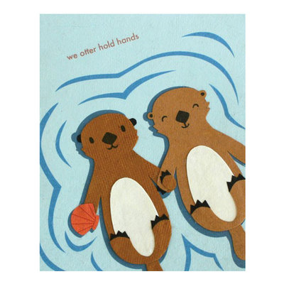 Good Paper Otter Hold Hands Love Card