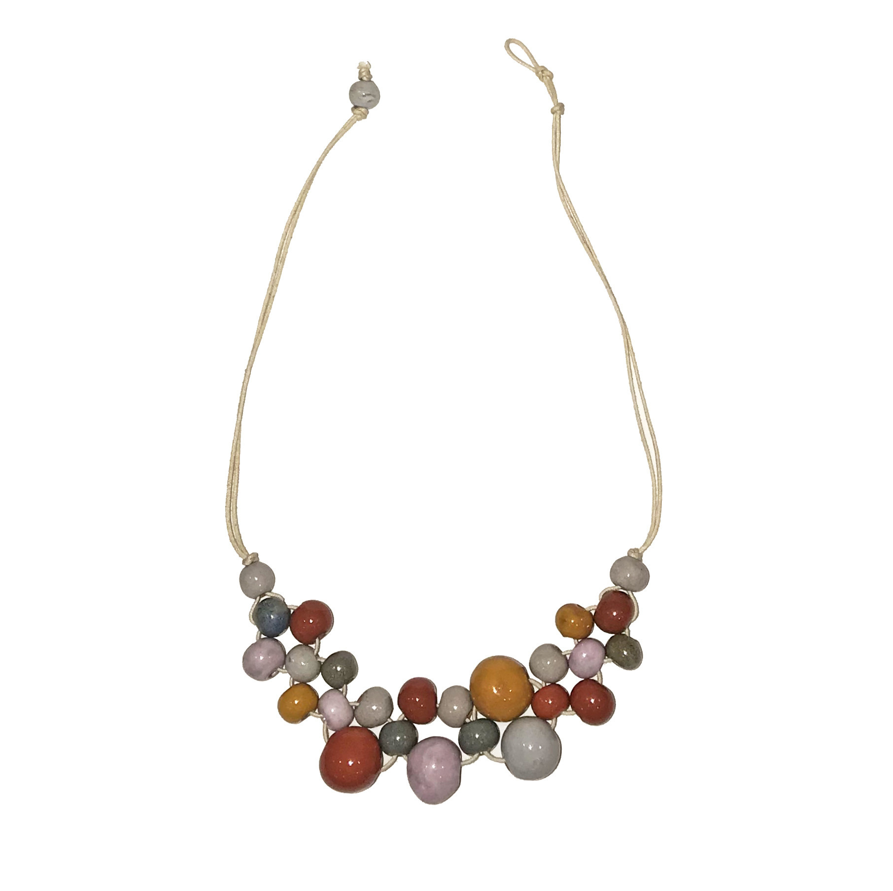 Warm Earth Tones Bubble Bead Necklace 