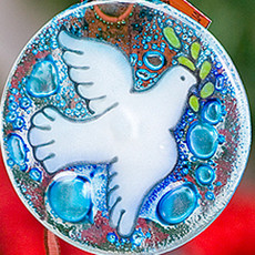 PamPeana Peace Dove Fused Glass Ornament