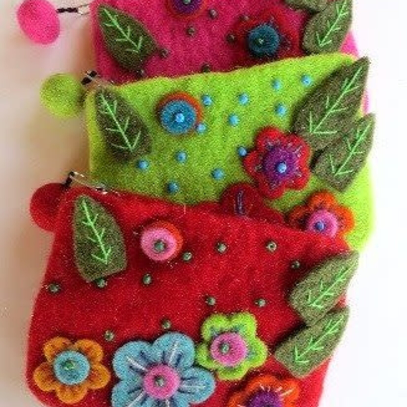 Ganesh Himal Flower Embroidered Felt Coin Purse