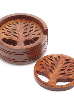 Serrv Tree of Life Shesham Wood Coasters (Set of 4)