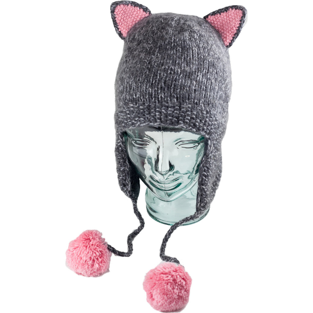 Andes Gifts Adult Animal Hat: Grey Cat