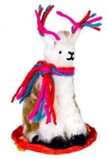 DZI Handmade Sledding Llama Felt Ornament