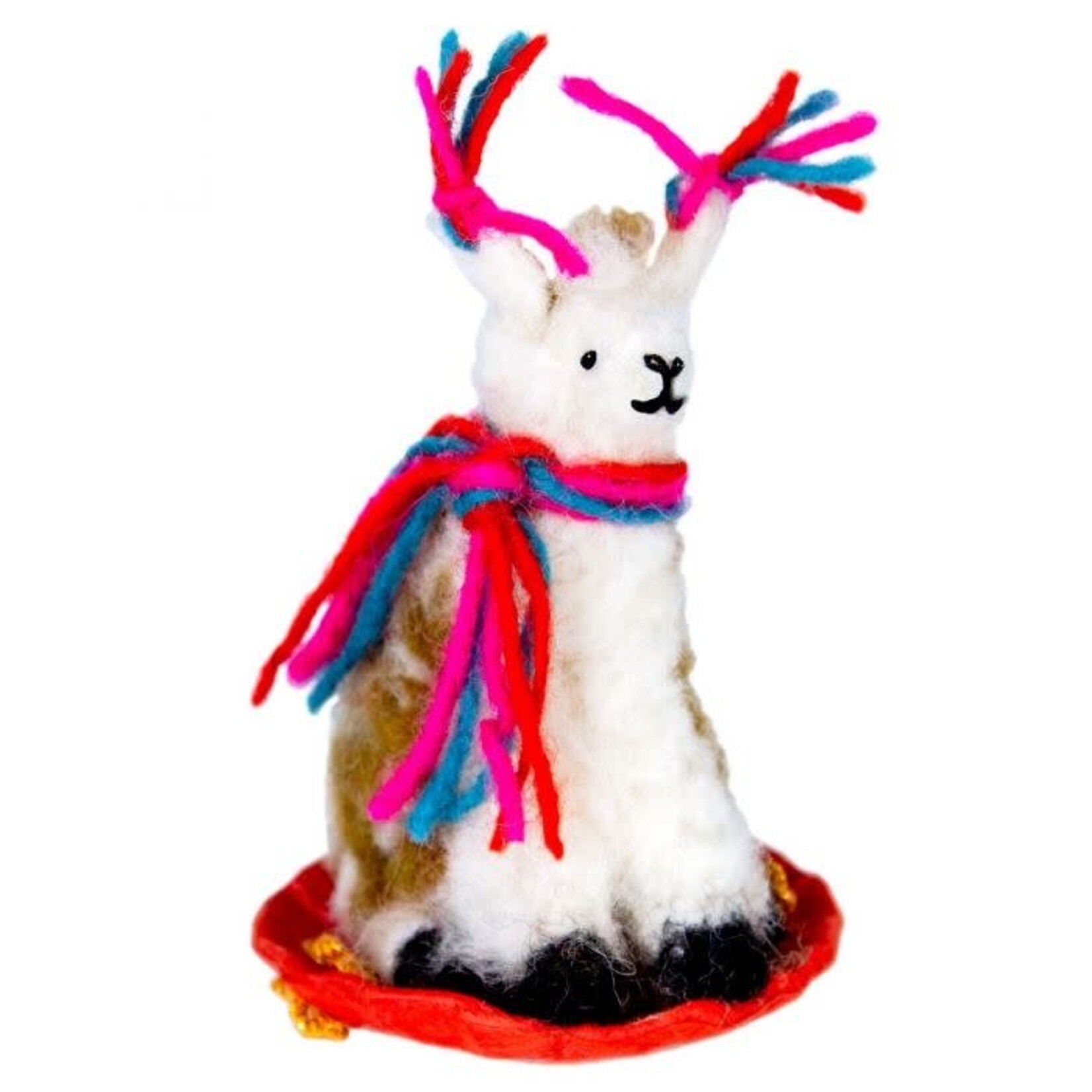 DZI Handmade Sledding Llama Felt Ornament
