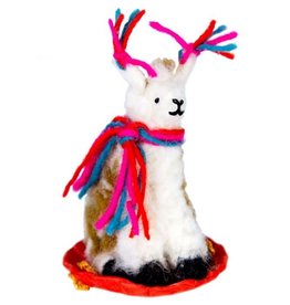 DZI Handmade Sledding Llama Felt Ornament