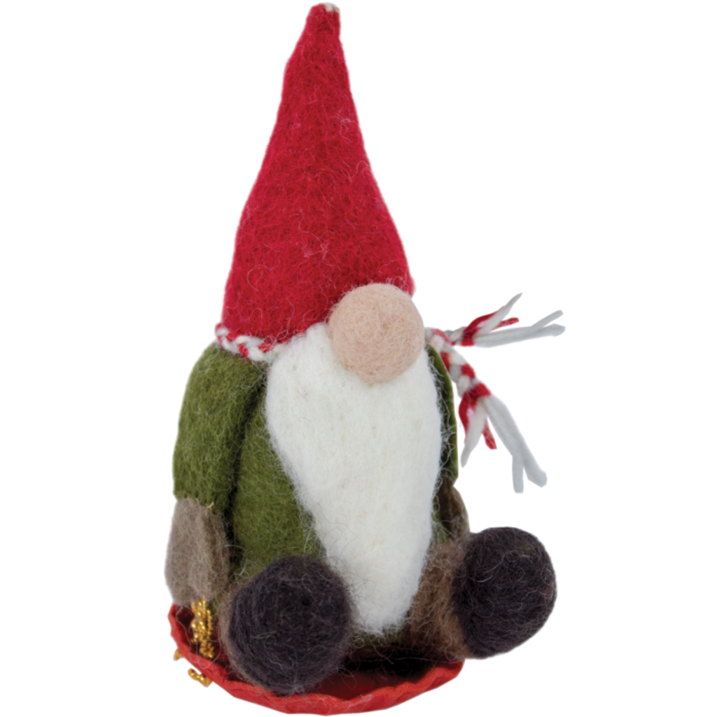 DZI Handmade Sledding Gnome Ornament