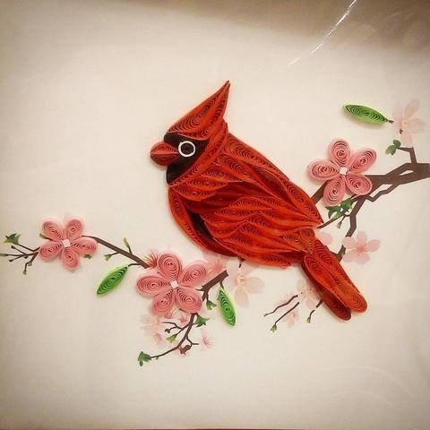 quilled paper cardinal