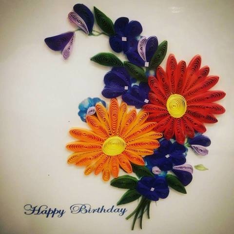 quilled paper birthday flowers