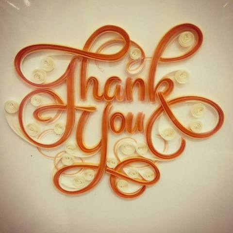 quilled paper thank you card