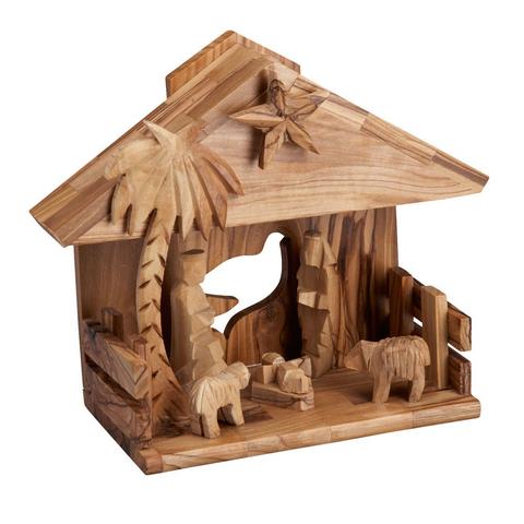 music box wooden nativity