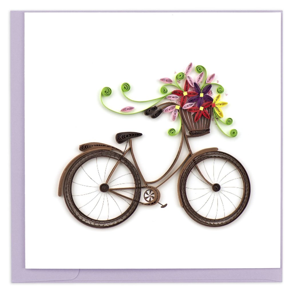 Quilling Card Bike with Flowers Quilled Card