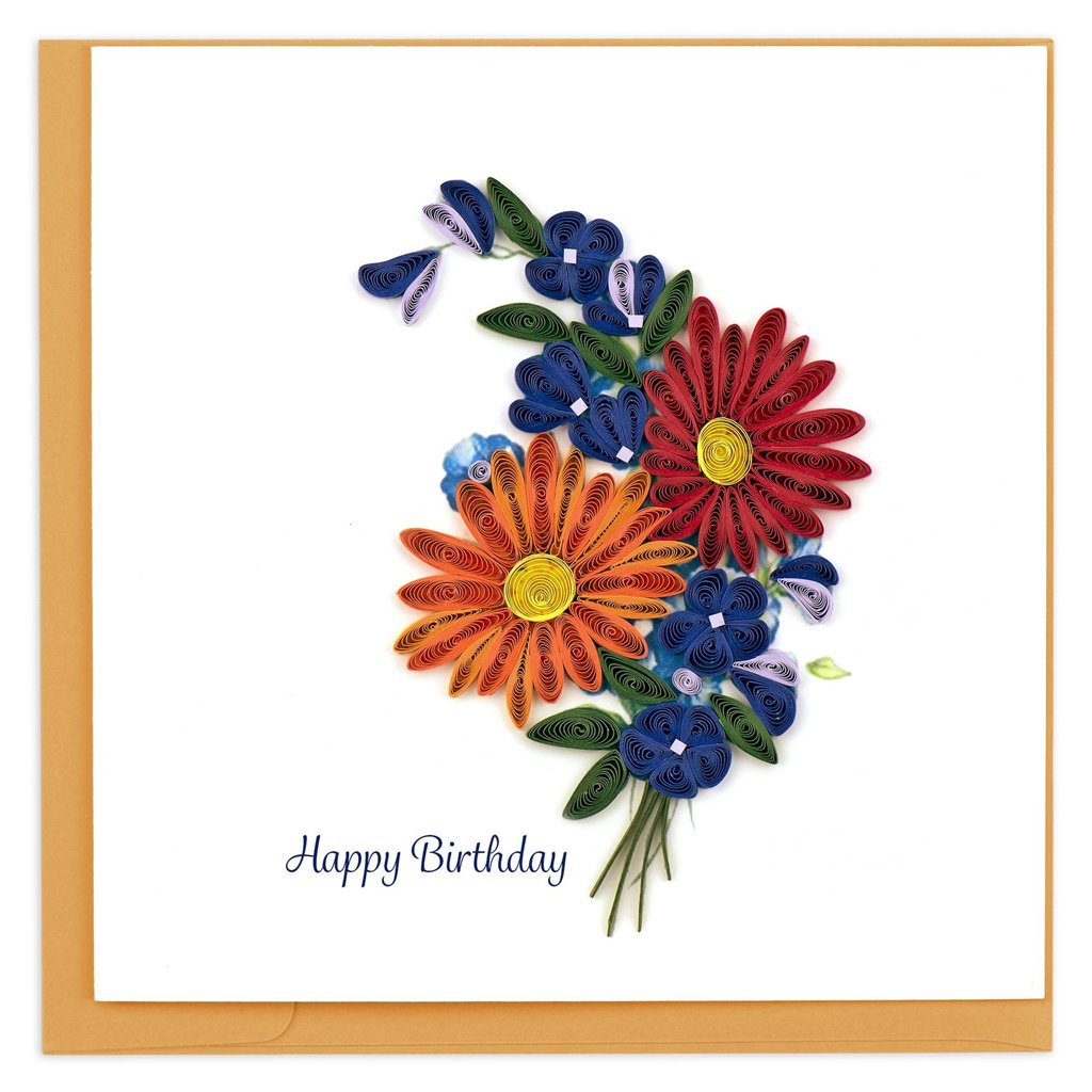 wild flowers quilled birthday card global gifts