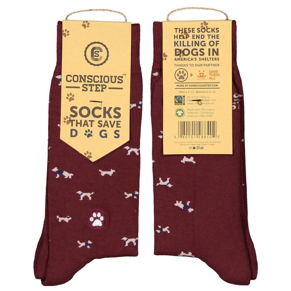 Conscious Step Socks that Save Dogs: Maroon