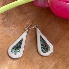 Global Crafts Teardrop Abalone and Mother of Pearl Earrings