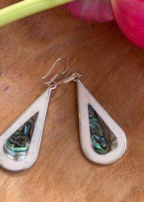 Global Crafts Teardrop Abalone & Mother of Pearl Earrings