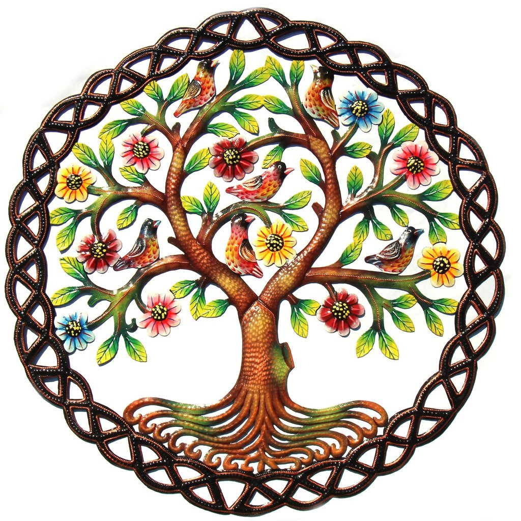 Global Crafts Tree in Braided Ring Painted Drum Art