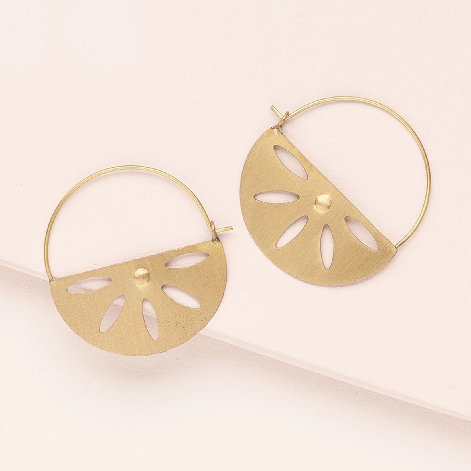 Matr Boomie Chameli Petal Gold Hoop Earrings
