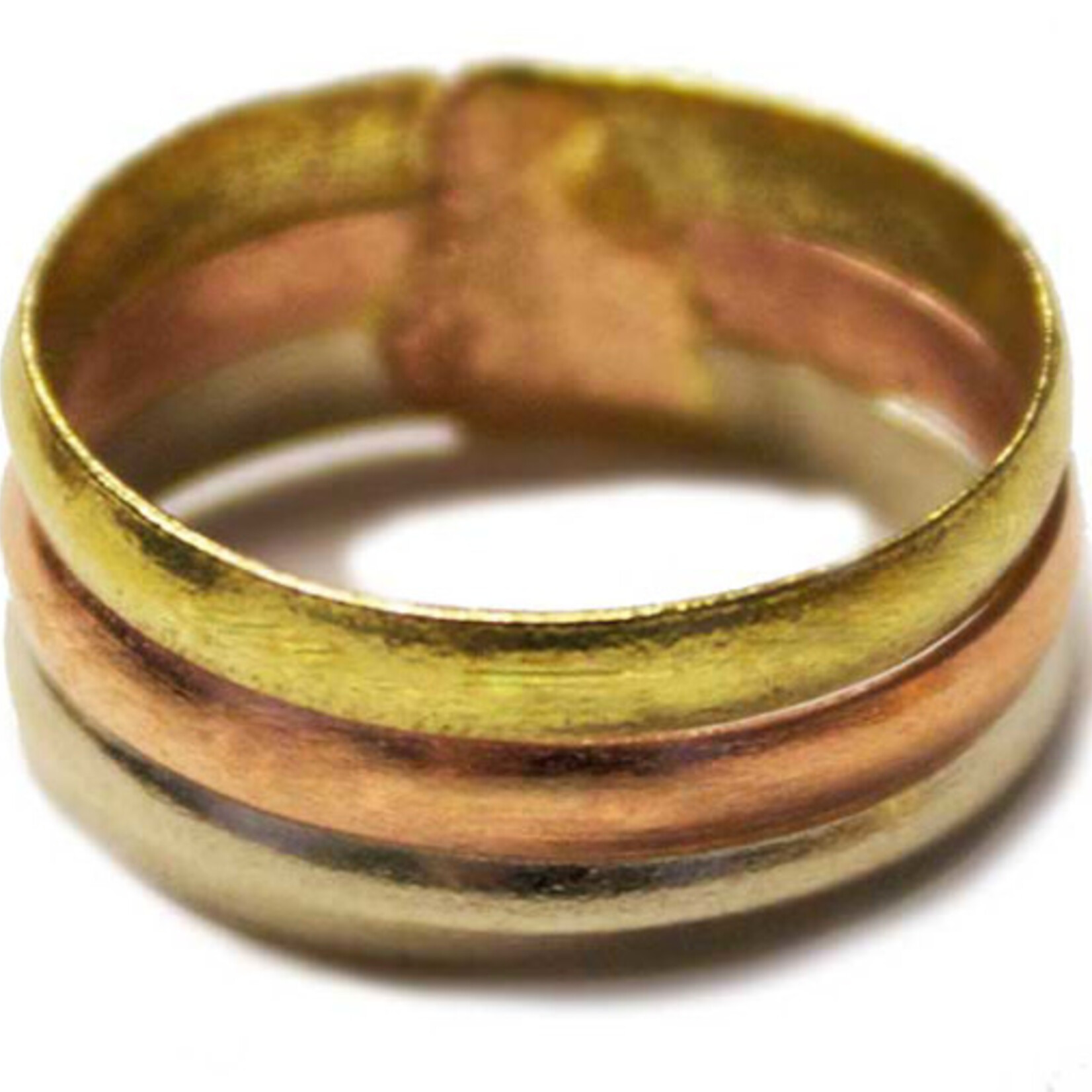 Unique Batik Tri-Color Metal Wide Band Ring
